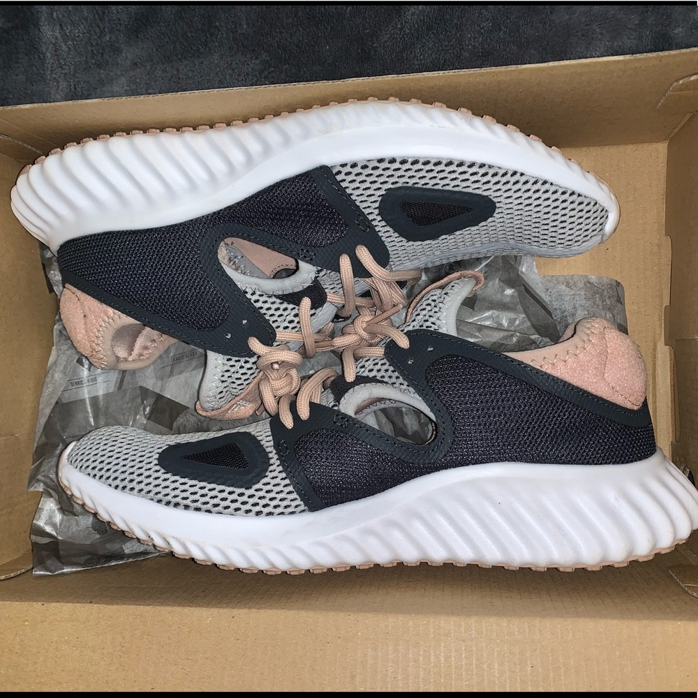White,black,grey,pink women’s running adidas shoe